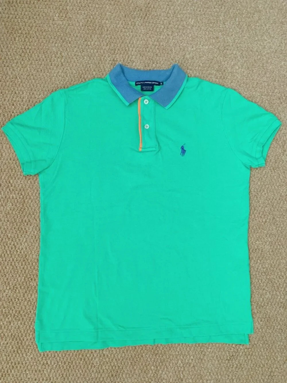 Ralph Lauren Sport Women’s Green Cotton Polo Shirt Blue Collar Short Sleeve S